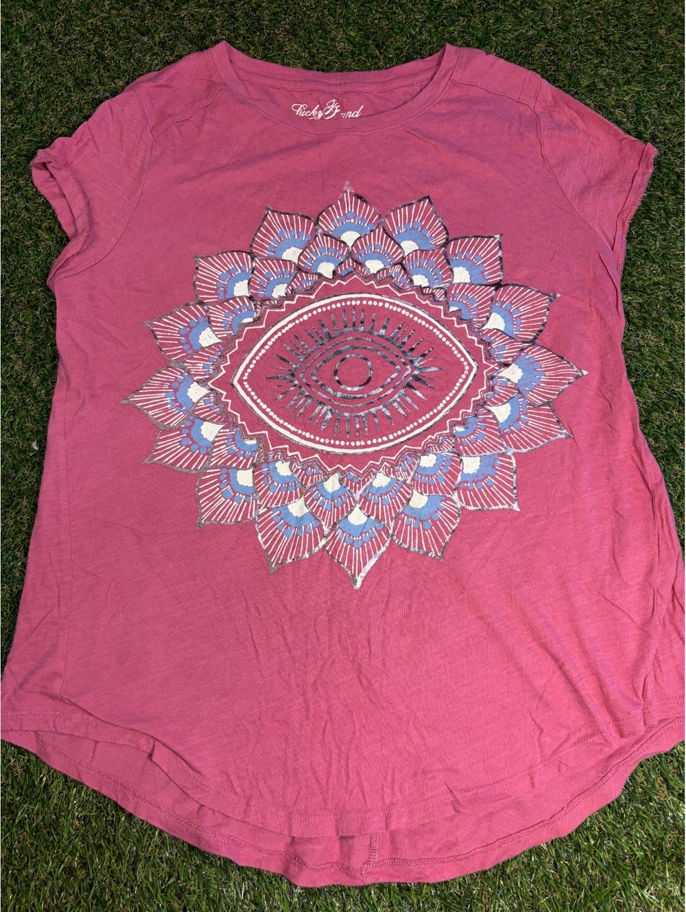 Lucky Brand Pink Graphic T-Shirt Size L